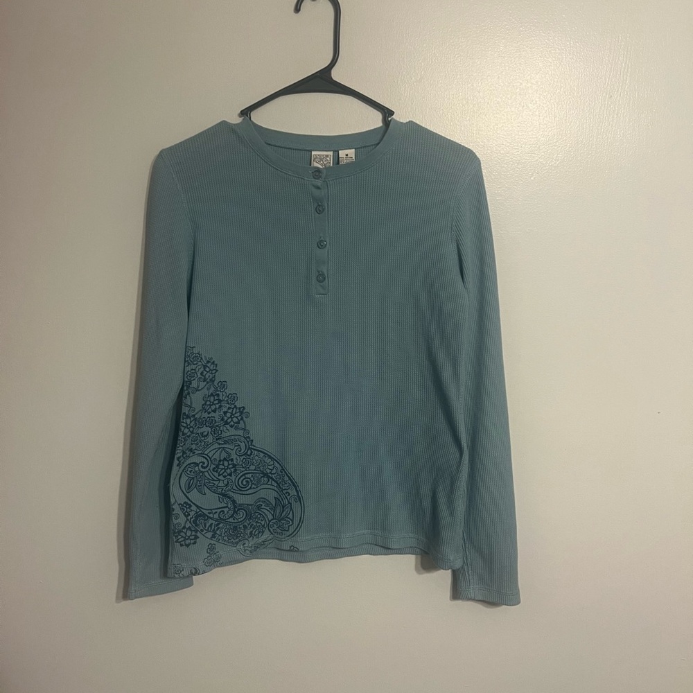 Sz M title nine light blue waffle knit/thermal top - Picture 2 of 8
